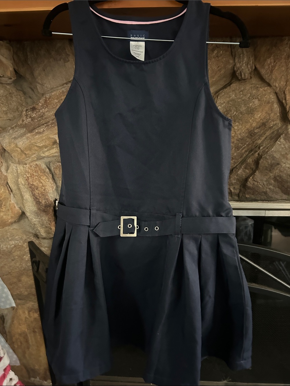 Basic Editions Navy Belted Pleated School Dress
